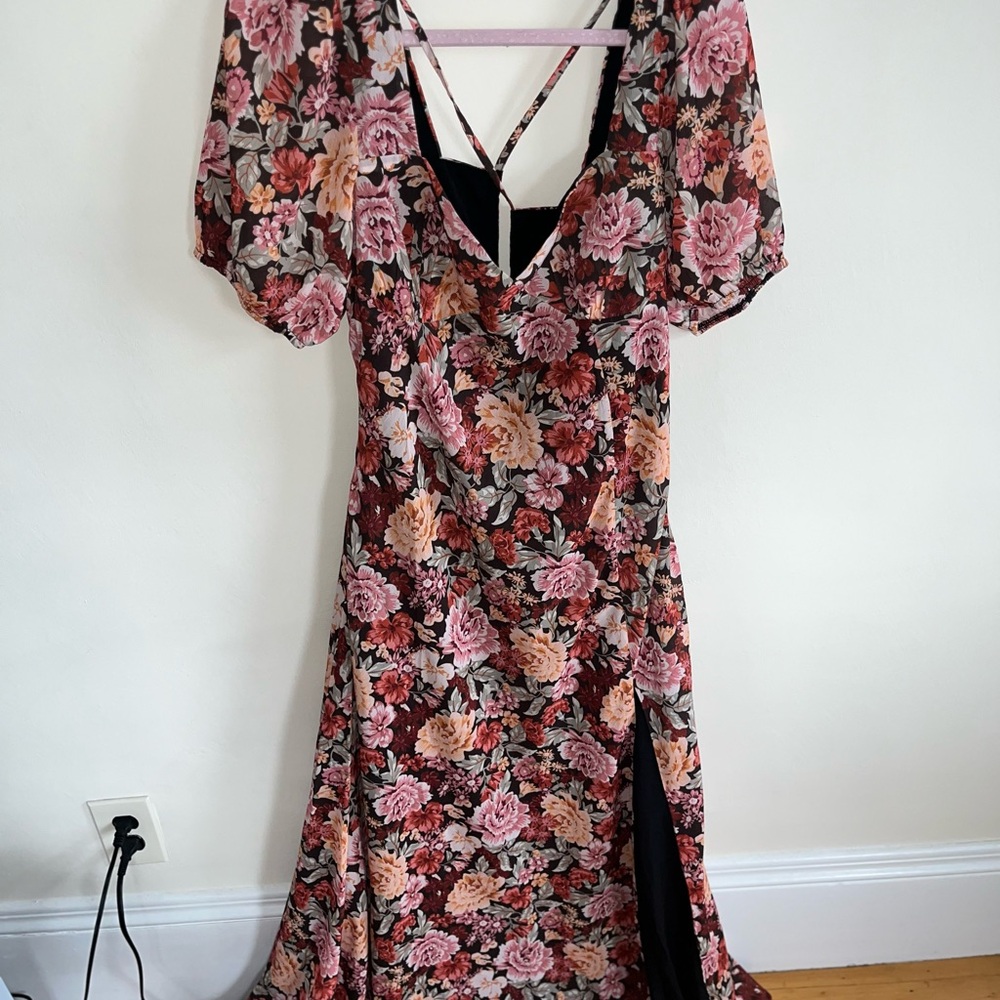 Showpo Floral Maxi Dress in Black, Pink, Peach